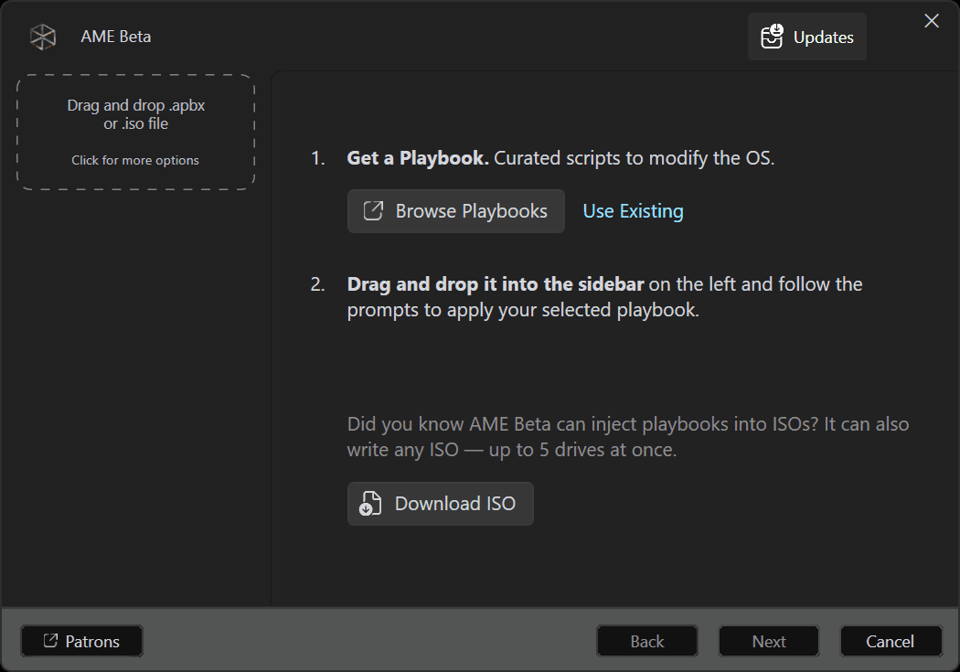 AME Beta main page